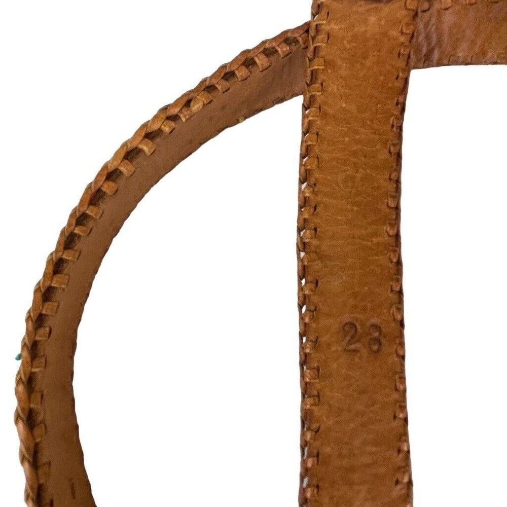Tooled Leather & Elastic Woven Women's Belt Rainbow Color Fits Medium~Large - Picture 11 of 12